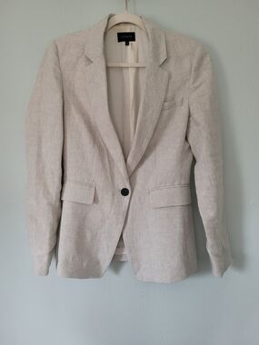 Women's Beige Linen Blend Single-Button Blazer - 1. State - Size 6